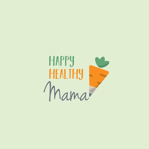 Vegetarian design with the title 'Happy Healthy Mama'