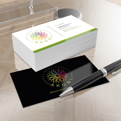 Petal design with the title 'AKONI Wellness Therapy'
