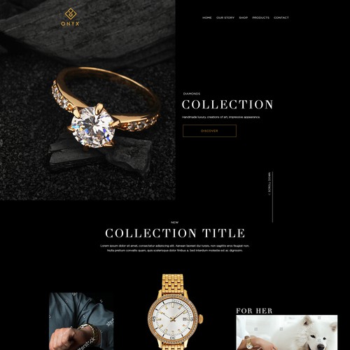 Fashion website with the title 'Create the most luxurious website for ONYX'
