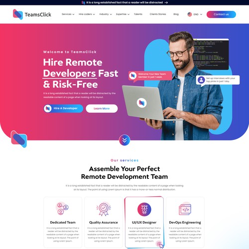 Management website with the title 'TeamsClick'