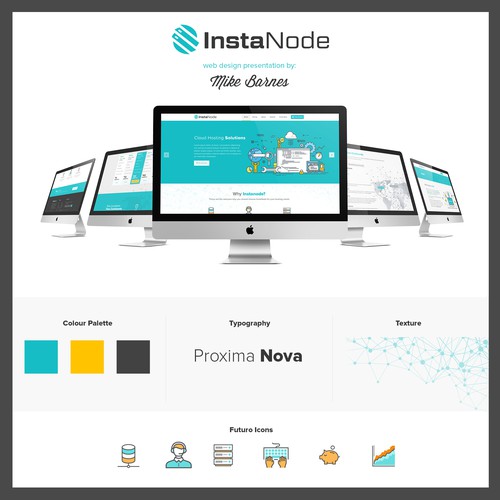 Flat website with the title 'InstaNode Hosting'