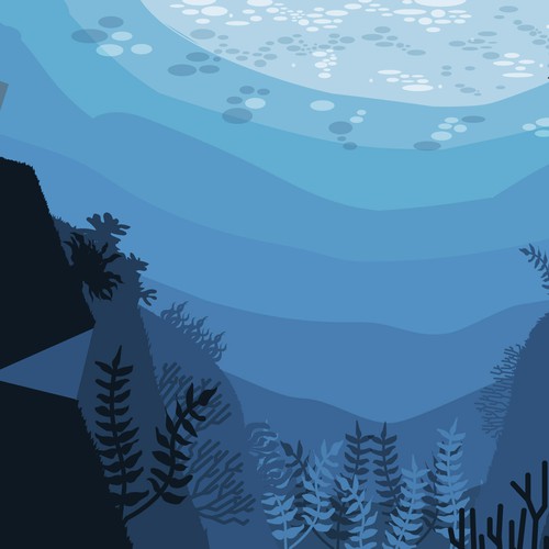 Underwater artwork with the title 'Illustration underwater'