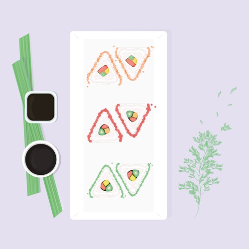 Wallpaper artwork with the title 'Sushi illustration'