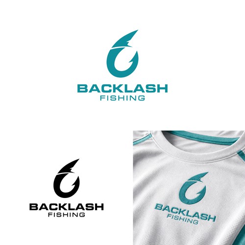 Fishing hook logo with the title 'Backlash fishing logo'
