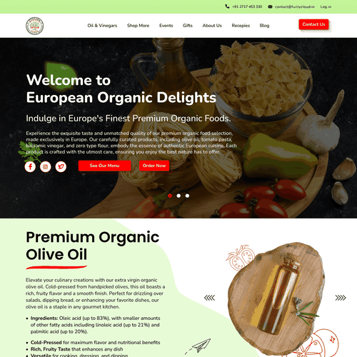 Redesigned website with the title 'Food Brand Landing Page Design'