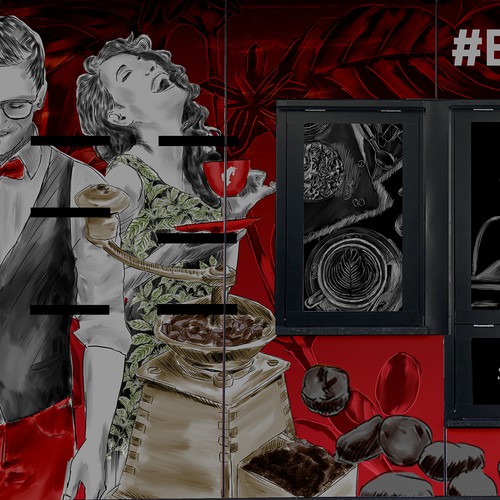 Coffee shop artwork with the title 'Bold design concept for coffee kiosk '