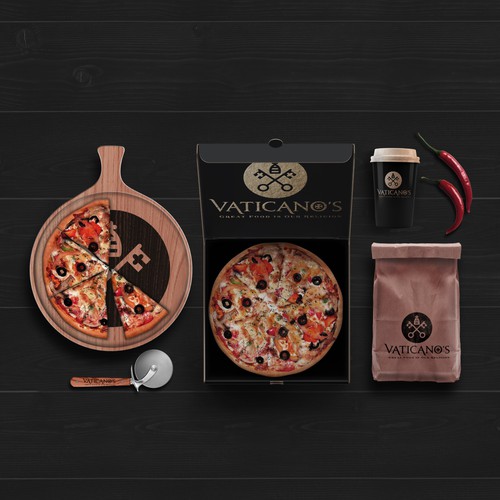 Italian design with the title 'Vaticano's Pizzeria'