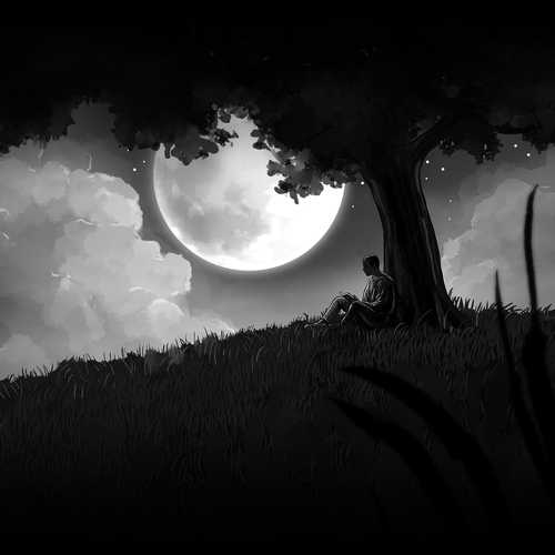 Black and white illustration with the title 'illustration for a youtube channel'