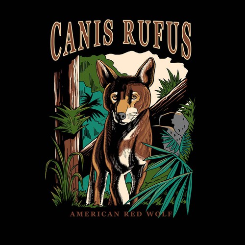 Wolf t-shirt with the title 'Canis Rufus'