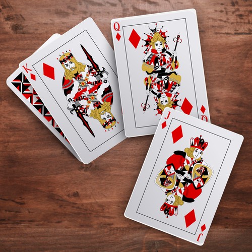 Card game design with the title 'Geometric patterned character deck set'