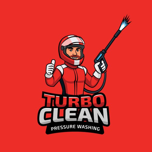 Pressure washing logo with the title 'energetic mascot logo for pressure washing company'