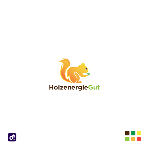 Squirrel logo with the title ' Swiss organic firewood manufacturer needs a nice and friendly logo'