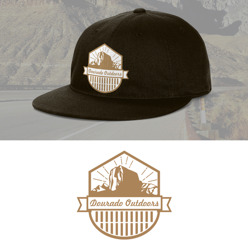 Cap design with the title 'Dourado Outdoors logo concept'