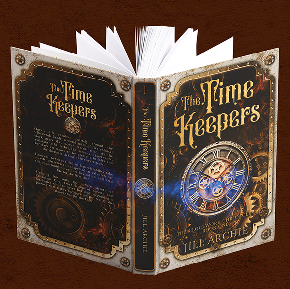Steampunk design with the title 'A Steampunk book cover AVAILABLE for SALE'