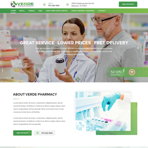 Pharmaceutical website with the title 'Clean Design for a Medical Service'