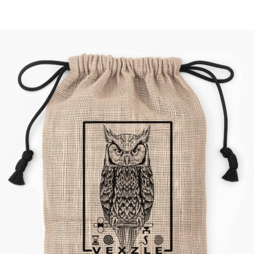 Spiral design with the title 'Mysterious Puzzle Packaging for Burlap Bag'