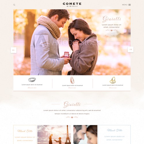 Cosmetics website with the title 'Comete Gioielli'