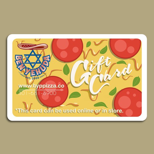 Gift card design with the title 'Pizza Card'
