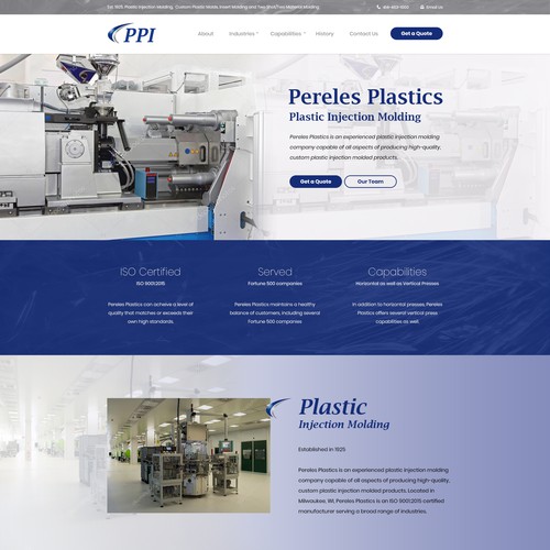 Business website with the title 'Website Design for Plastic Injection Molding Company in Milwaukee'