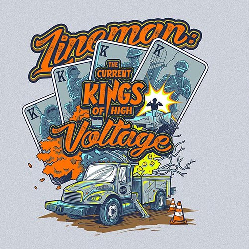T-shirt with the title 'KINGS OF HIGH VOLTAGE'
