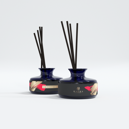 Minimalist label with the title 'Santal - Karma Laza'