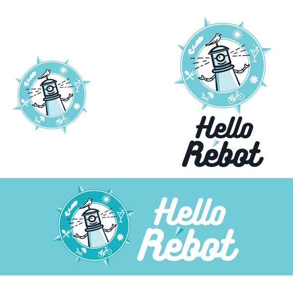 假日标志与标题“logo for Hello Rébot”