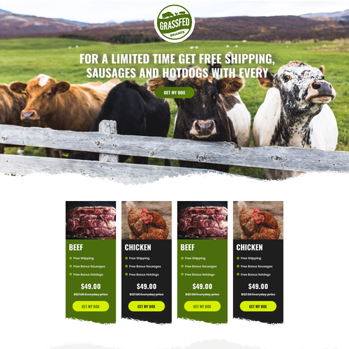 Farm website with the title 'Landing page design for farm product'