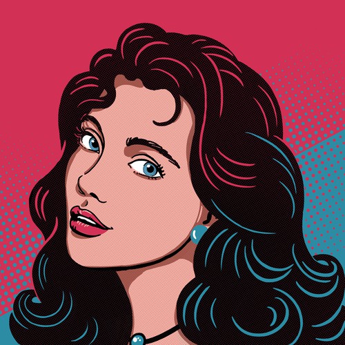 Sexy artwork with the title 'Illustration for hair accessories product packaging.'