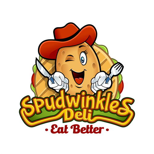 Cowboy logo with the title 'Spudwinkles Deli'