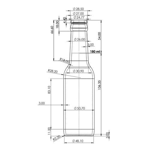 3-dimensional design with the title 'Bottle Design in AutoCad'