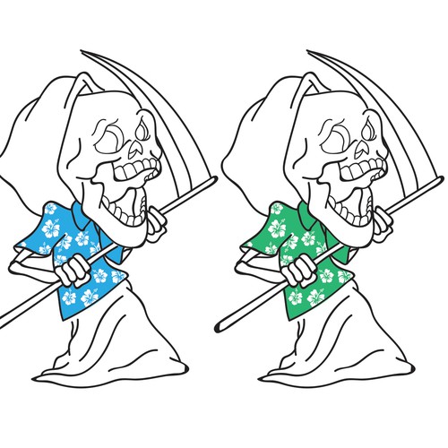 Hawaiian design with the title 'Skeleton charactor'