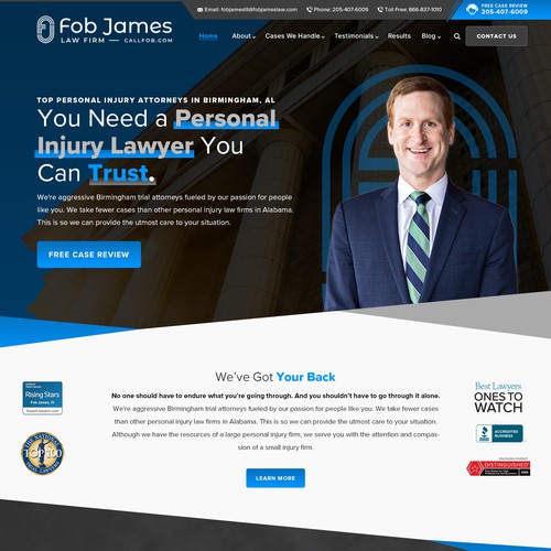 Lawyer website with the title 'Foster James Mass Tort Litigation'