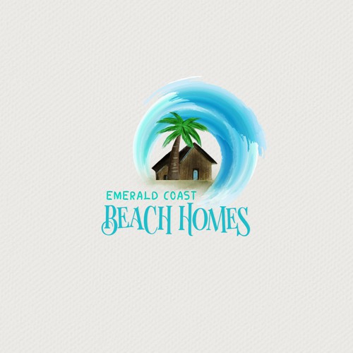 Tiki logo with the title 'Emerald Coast Beach Homes Logo Design'
