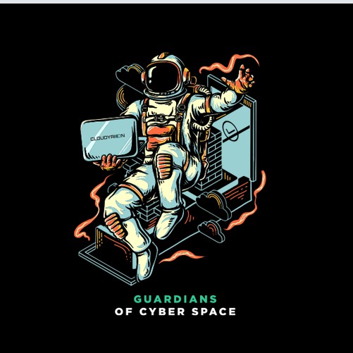 Vector design with the title 'Cyber Space astronaut'