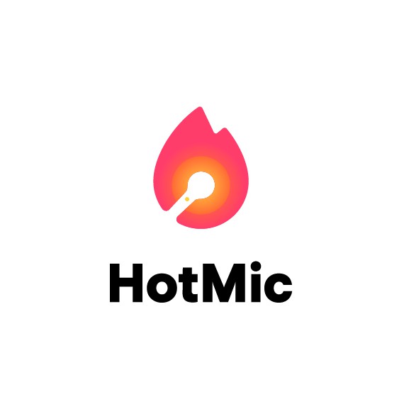 Fire logo with the title 'Simple Iconic HotMic Logo Design'