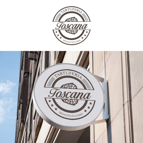 Truffle logo with the title 'Tartuferia Toscana'