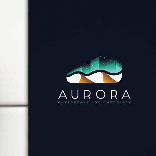 Thick line logo with the title 'Thick line logo concept for AURORA cheesecake and chocolate shop'