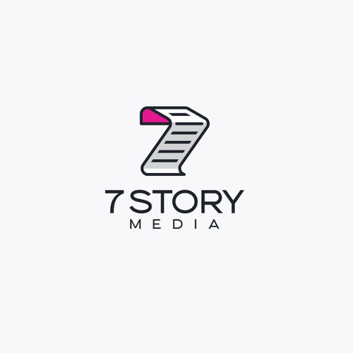 Production design with the title '7 Story Logo Design'