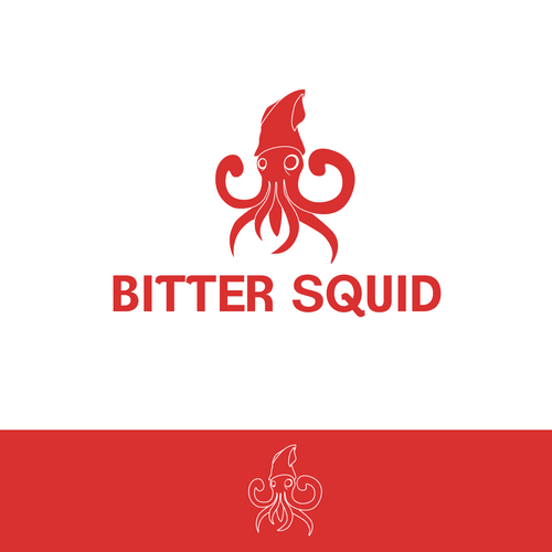 Squid logo with the title 'Captivate our audience with a friendly bitter squid!'