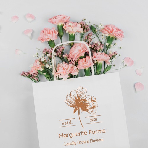 Bridal design with the title 'Flower farm Logo for Marguerite Farms Fresh Locally Grown Flowers'
