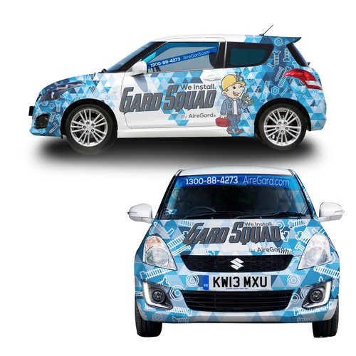 Navy design with the title 'Gard Square Service Card's Sticker Design'