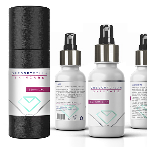 Beauty label with the title 'Label for new skin serum'