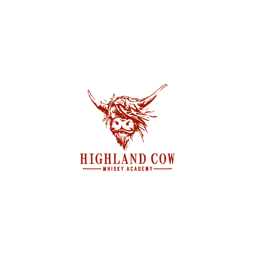 Moo logo with the title 'Artistic bold illustration of highland cow'