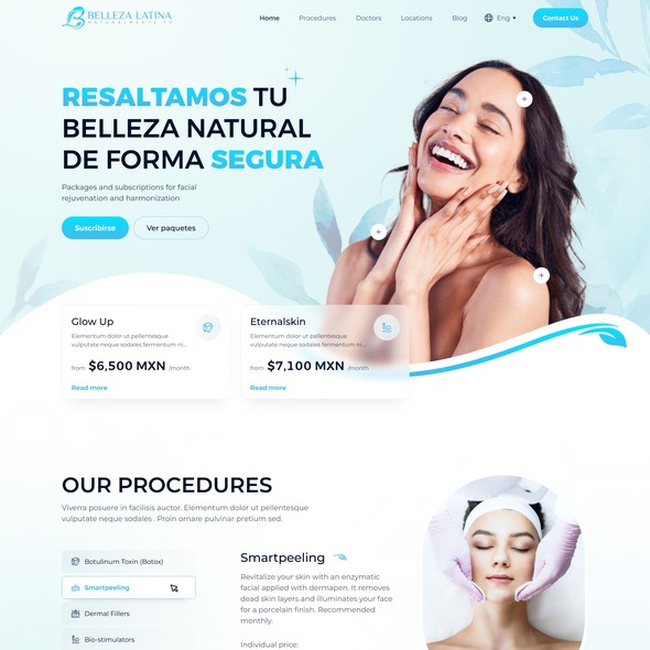 Design with the title 'Website for Beauty Clinic Focused on Subscriptions'