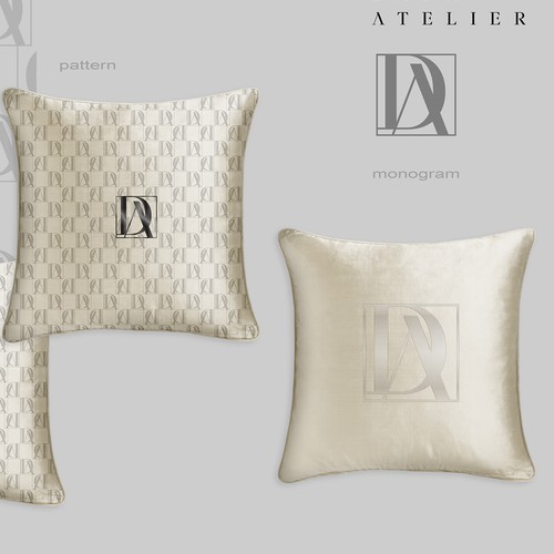 Interior design illustration with the title 'Monogram and pattern'