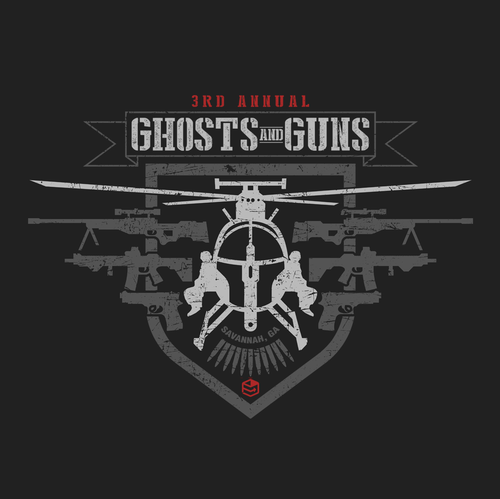 Army design with the title 'Logo design for Ghosts and Guns'