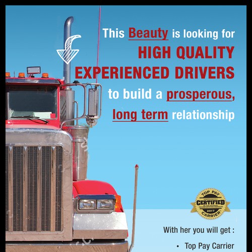 Driver design with the title 'Recruiting truck driver Ad'