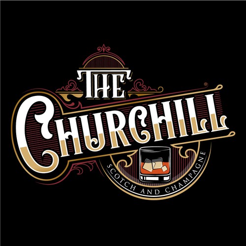 Bar logo with the title 'The Churchill'