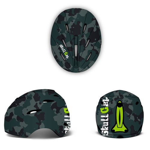 Cycling design with the title 'Camo Ski Helmet'