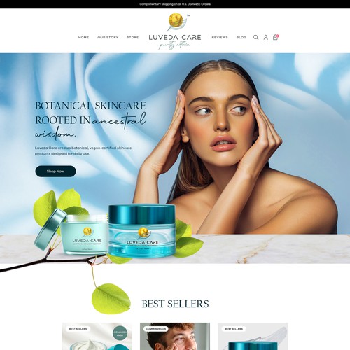 Cosmetics website with the title 'Luveda Care'